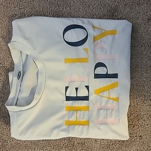 Girls long sleeve "hello happy" old navy t shirt sz large white